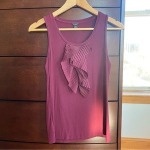 Ann Taylor Pleated Trim Tank Maroon XSP